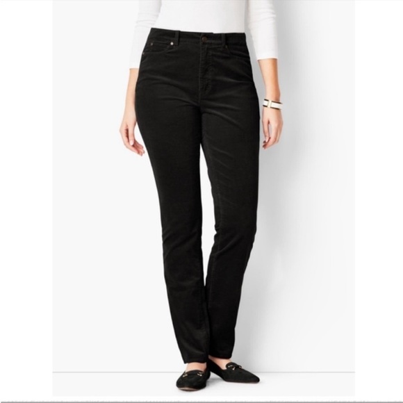 Talbots Pant Trouser Corduroy High Waist Straight Leg Black Winter Knit Classic - Picture 1 of 11